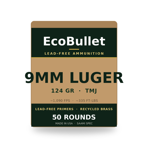 EcoBullet 9mm 124gr TMJ Lead-Free, 50 Rounds