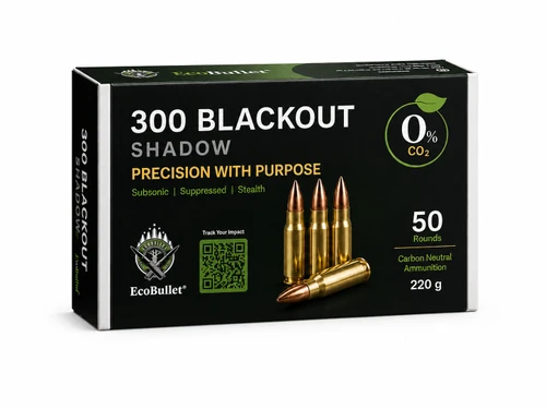 EcoBullet Shadow: 300 BLK 220gr TMJ Subsonic, 50 Rounds