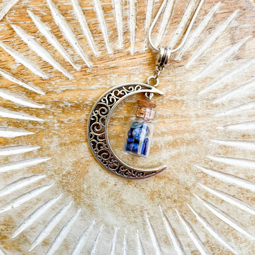 Moon Lapis Lazuli Bottle Necklace   