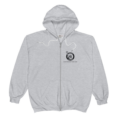 Grey Front LNY Logo Unisex Zip Hoodie