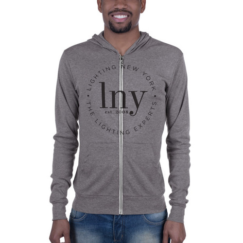 Grey Bella+Canvas Unisex Lightweight Zip-hoodie with Tear Away Label