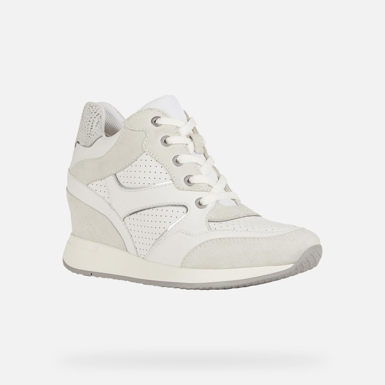 Geox Nydame White/Off White Wedge Sneaker