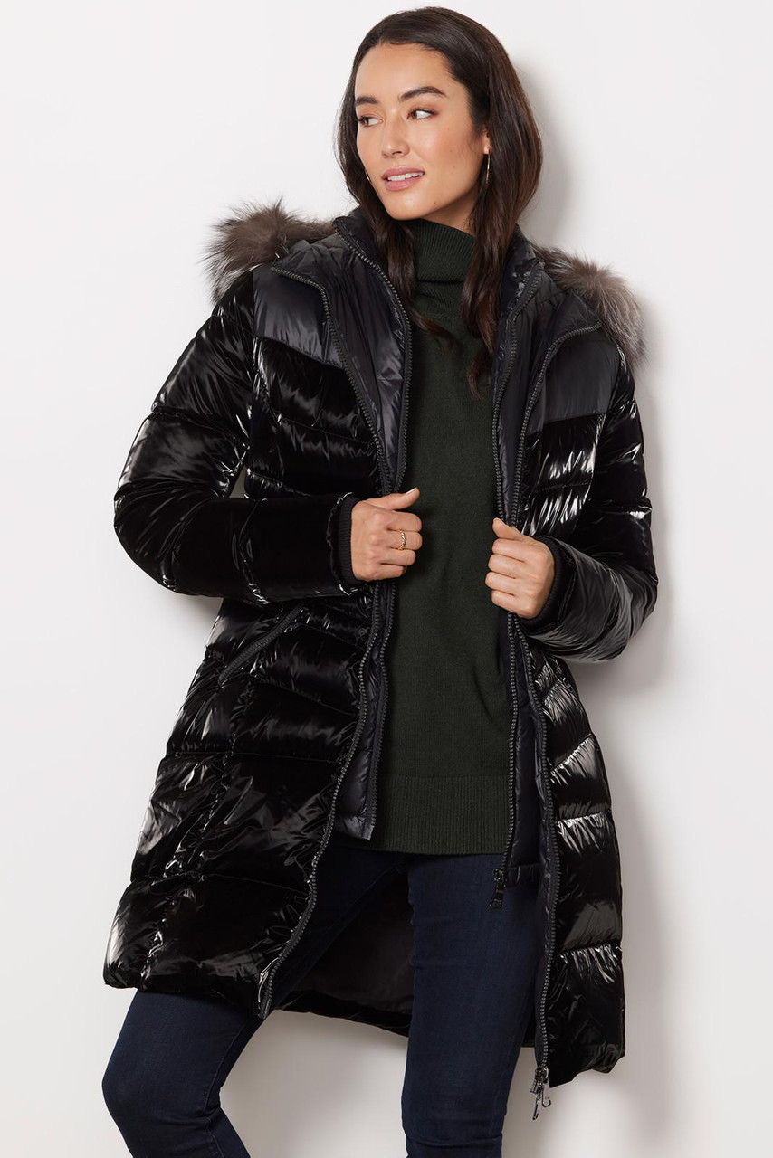 Fay detachable-hood padded coat - Black