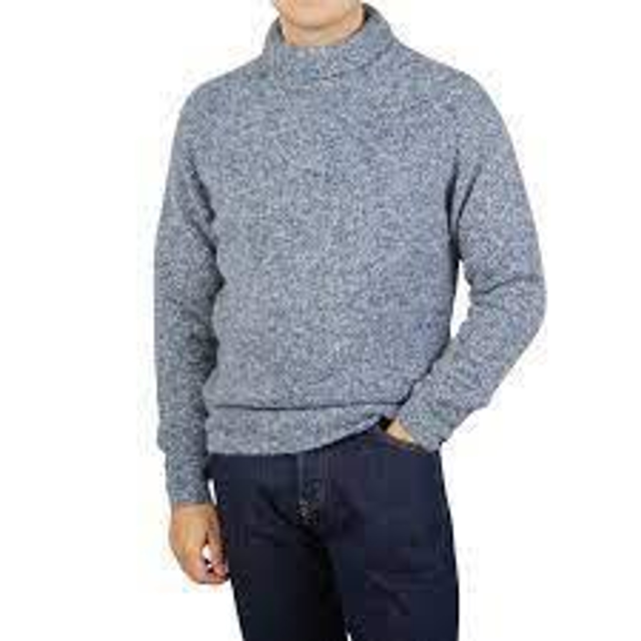 Alan Paine Oldsworth Short Roll Sweater Lochall Blue