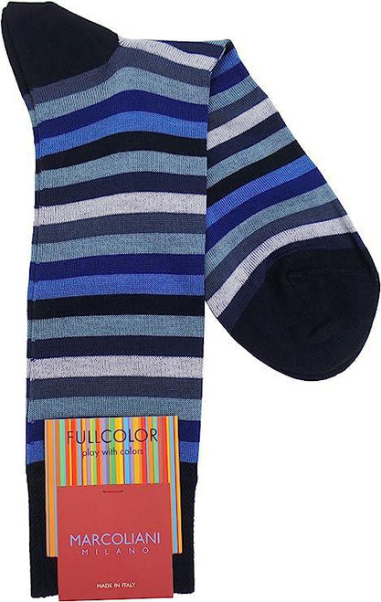 Marcoliani Pima Cotton Lisle Rainbow Stripe Blue Mix (3976T)