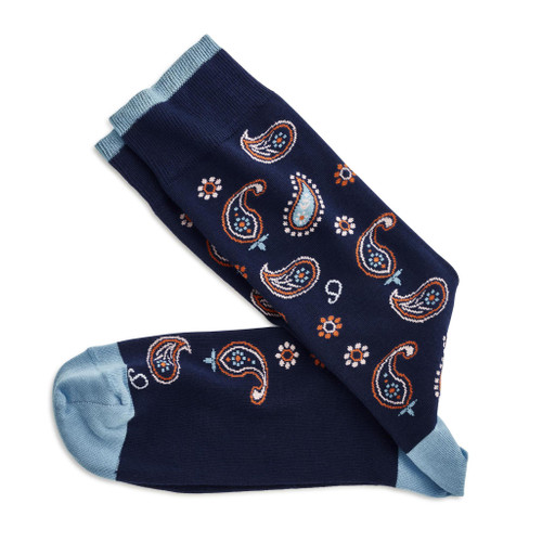 Johnston & Murphy Navy Paisley Socks