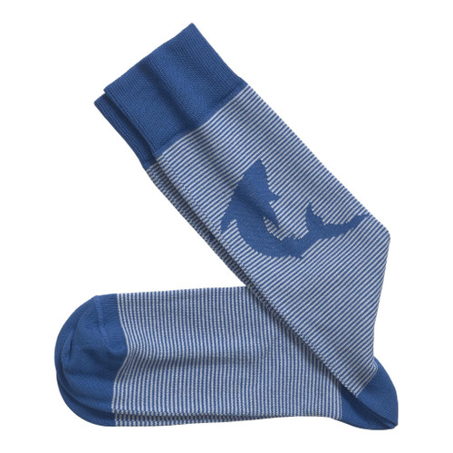 Johnston & Murphy Striped Blue Shark Socks