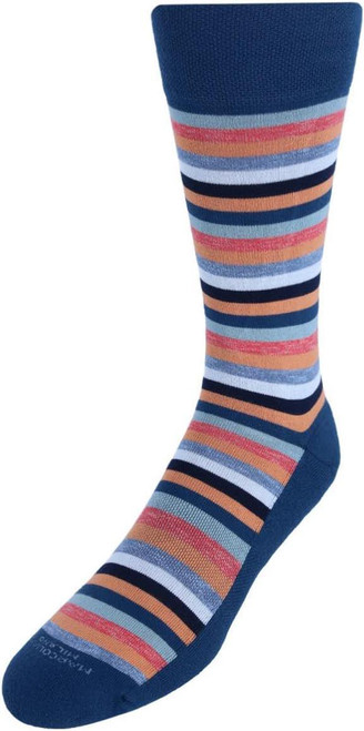 Marcoliani Sneaker Micro Cushion Rainbow Stripe Calf Sock Denim/Orange (4781T) Marcoliani Sneaker Micro Cushion Rainbow Stripe Calf Sock Denim/Orange (4781T)