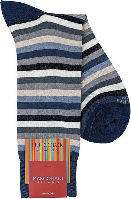 Marcoliani Luxury Soft Modal Blend Stripe Socks Denim/Blue (4701T)