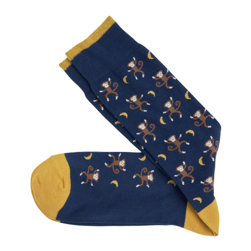Johnston & Murphy Navy Monkey With Banana Socks