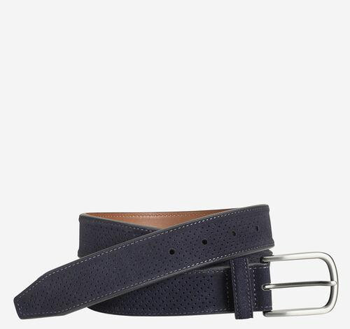 Johnston & Murphy Perfed Suede Leather Belt Navy