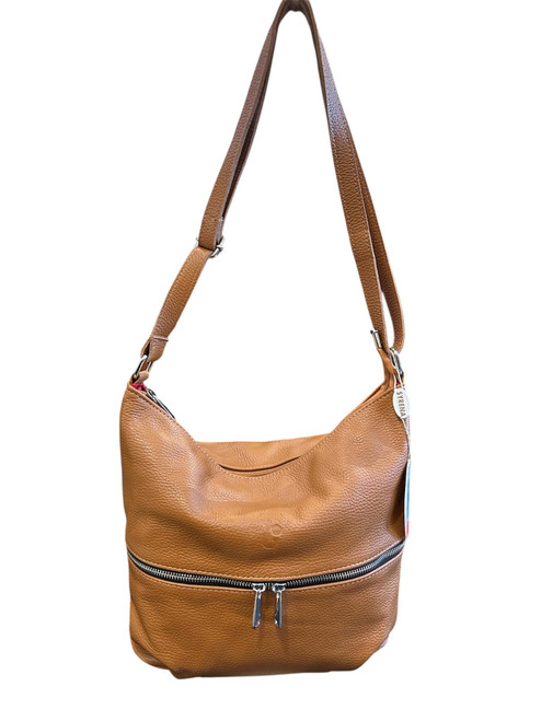 Syrena Adjustable Leather Hobo Bag Nutmeg - Made in Poland FINAL SALE