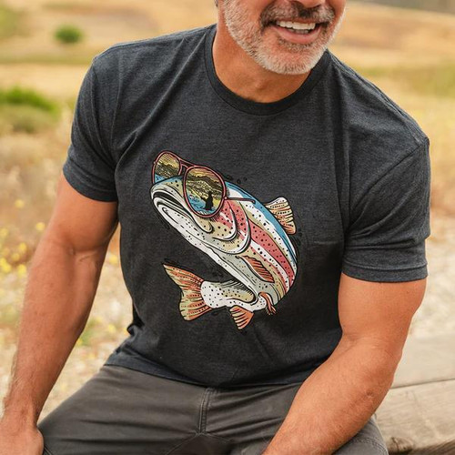 Wild Tribute Miami Vice Trout Unisex T-Shirt Heather Charcoal