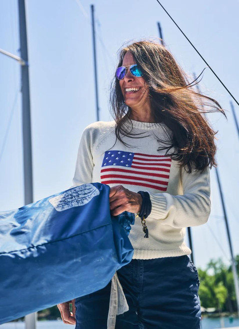 Classic Ivory American Flag Sweater