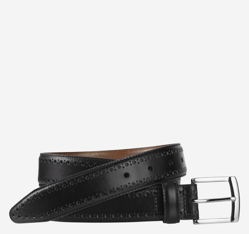 Johnston & Murphy Perfed-Edge Leather Belt Black