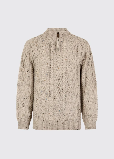 Dubarry Henihan Irish Knit 1/4 Zip Sweater - Oatmeal