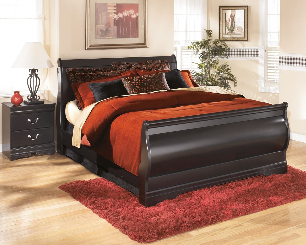 Coaster Louis Philippe 4 Piece Queen Sleigh Bedroom Set in Black