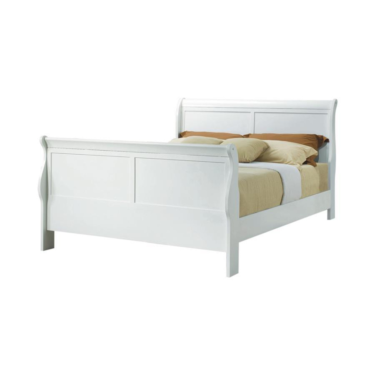 The Louis Philippe Queen Bed White sold at Hilton Furniture serving  Houston, TX and surrounding areas.