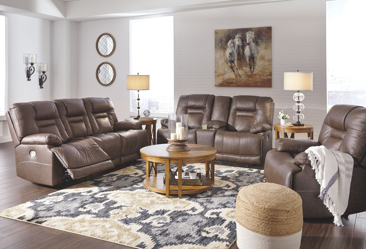 Wurstrow Umber Power Reclining Sofa with Adjustable Headrest