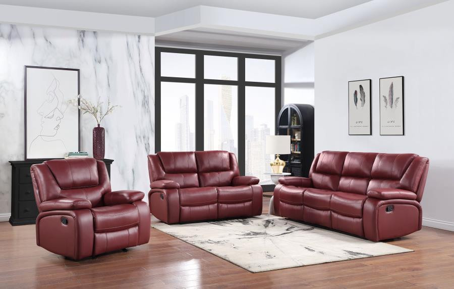 The Camila Piece Reclining Living Room Set Red sold at Hilton
