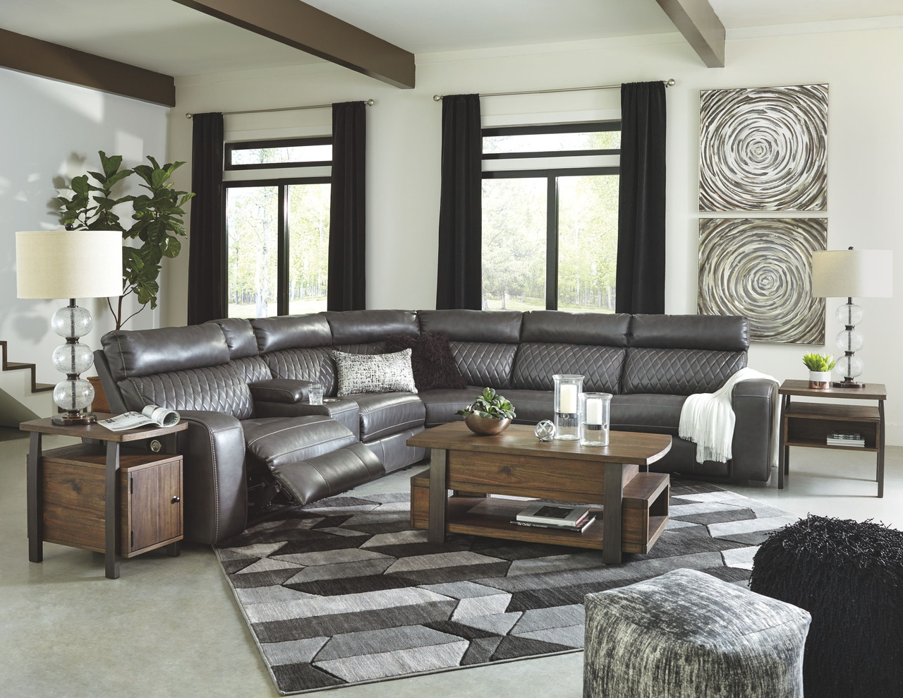 Samperstone Gray Left Arm Facing Zero Wall Power Recliner