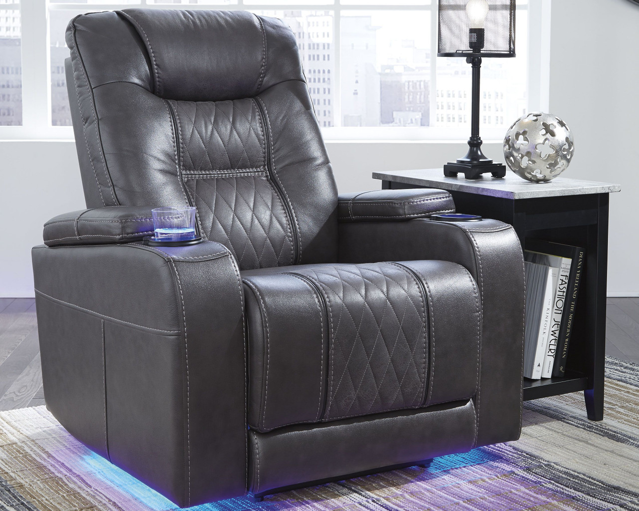 Composer Gray Power Recliner/ADJ Headrest sold at Hilton Furniture