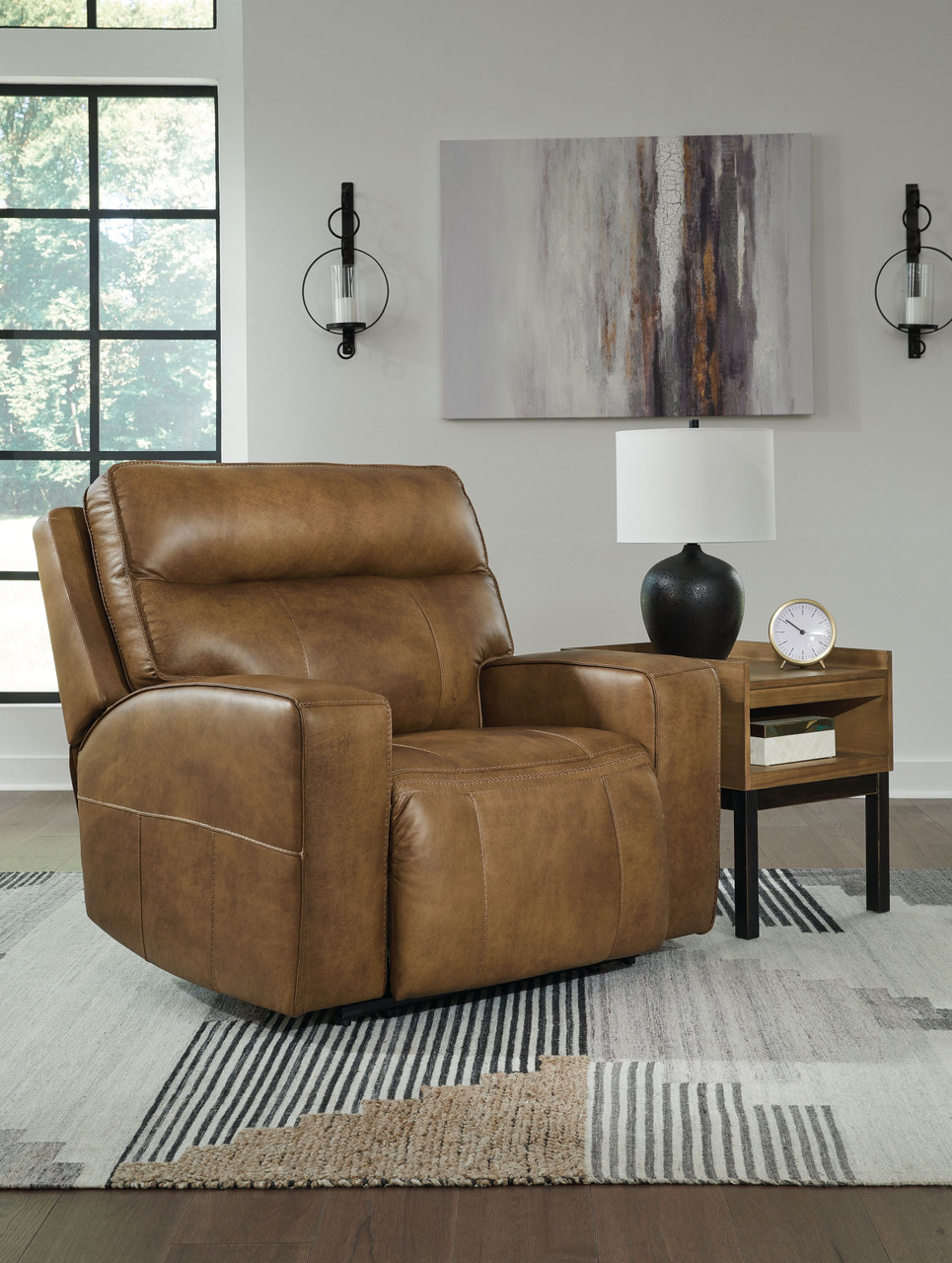 The Game Plan Caramel Wide Seat Power Recliner sold at Hilton