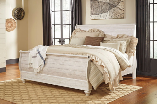 Willowton Whitewash King Sleigh Bed