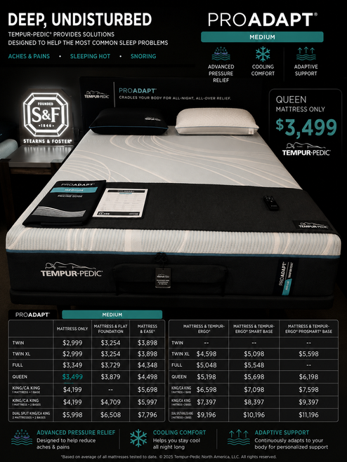 TEMPUR-ProAdapt Medium Mattress - Call 713-910-5977 for details