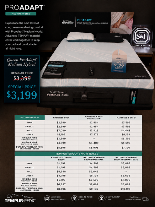 TEMPUR-ProAdapt Medium Hybrid Mattress - Call 713-910-5977 for details