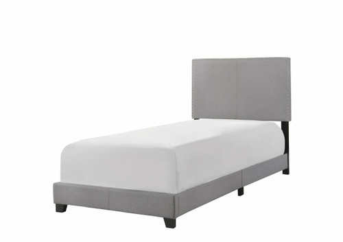 Erin Twin Bed- Nailhead, Grey Finish