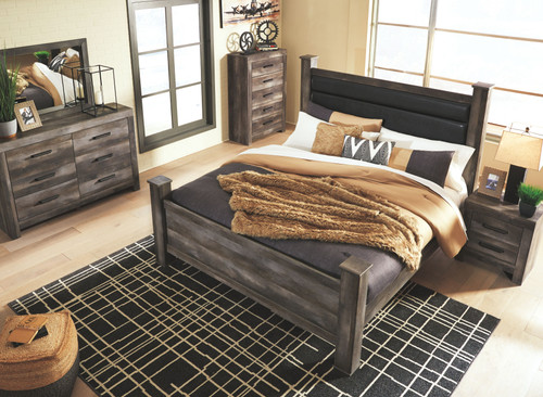 Wynnlow Gray 8 Pc. Dresser, Mirror, King Poster Bed & 2 Nightstands