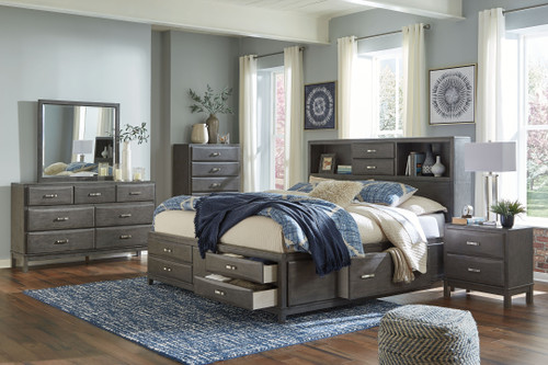 Caitbrook Gray 8 Pc. Dresser, Mirror, Chest, King Storage Bed & 2 Nightstands