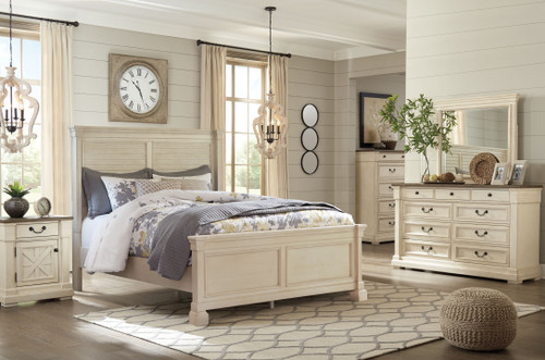 Bolanburg Two-tone 8 Pc. Dresser, Mirror, Chest, King Louvered Bed & 2 Nightstands