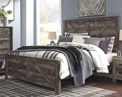 Wynnlow Gray King Crossbuck Panel Bed