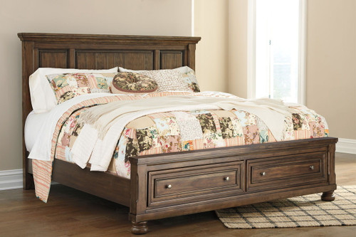 Flynnter Medium Brown Queen Panel Bed with Storage