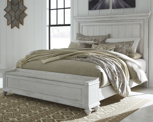 Kanwyn Whitewash Queen Panel Bed with Storage