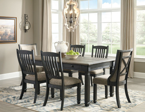 Tyler Creek Black/Gray 7 Pc. Rectangular Table, 4 Upholstered Side Chairs & 2 Upholstered Side Chairs