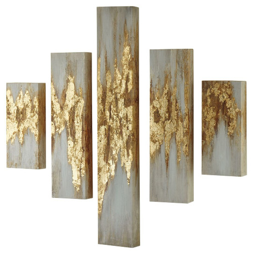 Devlan Gold Finish/White Wall Art Set (5/CN)