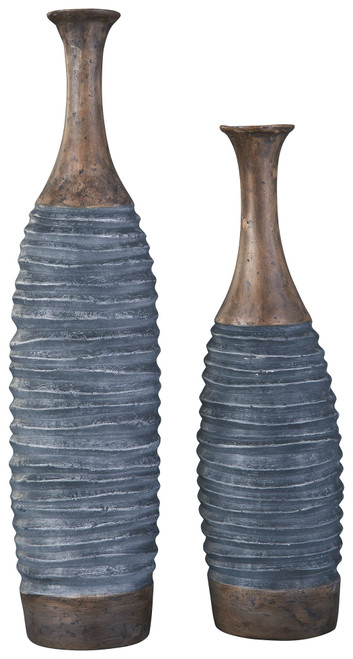BLAYZE Antique Gray/Brown Vase Set (2/CN)