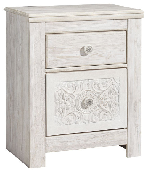 Paxberry Whitewash Two Drawer Night Stand