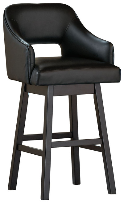 Tallenger Black/Dark Brown Tall Upholstered Swivel Barstool(2/CN)