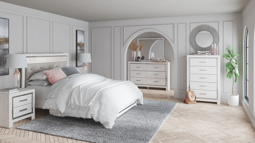 Altyra White 6 Pc. Dresser, Mirror, Chest, Queen Panel Bed