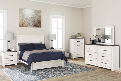 Gerridan White/Gray 5 Pc. Dresser, Mirror, Chest, Full Panel Bed
