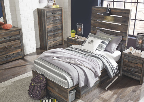 Drystan Multi 10 Pc. Dresser, Mirror, Chest, Twin Panel Bed with 4 Storage Drawers, 2 Nightstands