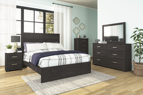 Belachime Black 4 Pc. Dresser, Mirror, Queen Panel Bed