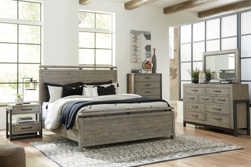 Brennagan Gray 5 Pc. Dresser, Mirror, Queen Panel Bed