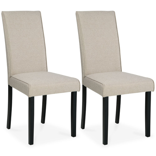 Kimonte Dark Brown/Beige Dining Upholstered Side Chair