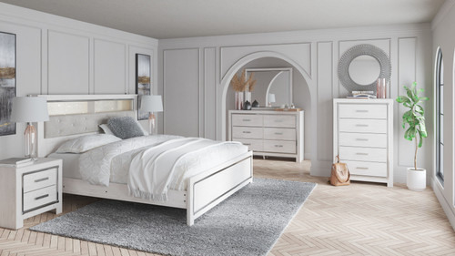Altyra White 5 Pc. Dresser, Mirror, King Panel Bookcase Bed