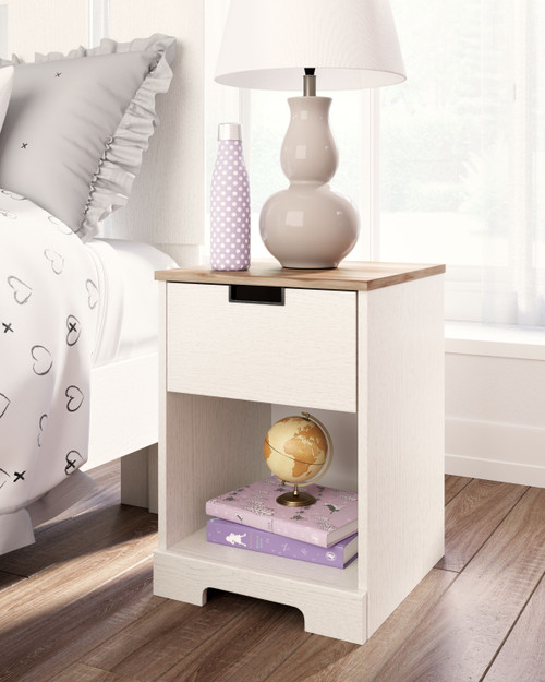 Vaibryn White / Brown One Drawer Night Stand